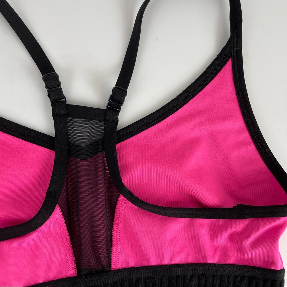 PINK Victoria’s Secret Lounge Sports Bra Sz Large Pink Black Logo - Picture 13 of 15